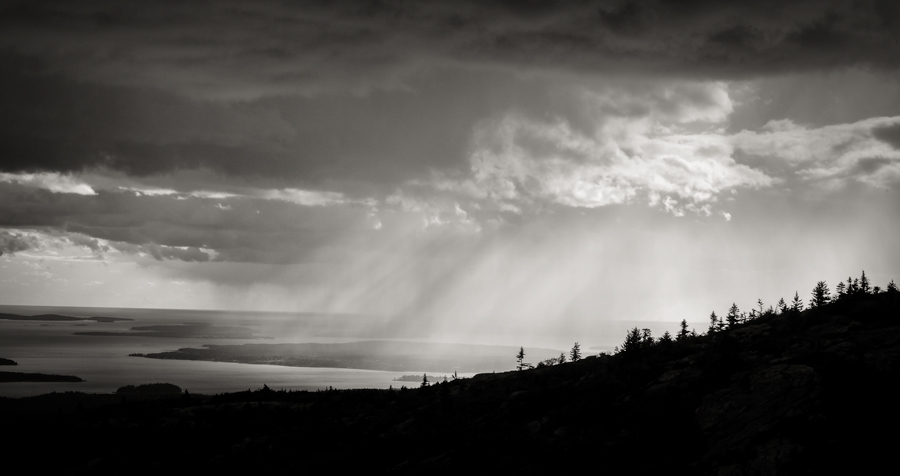 Rainstorm Offshore Acadia National Park, Maine : Nature In Monochrome :  Jim Messer Photography